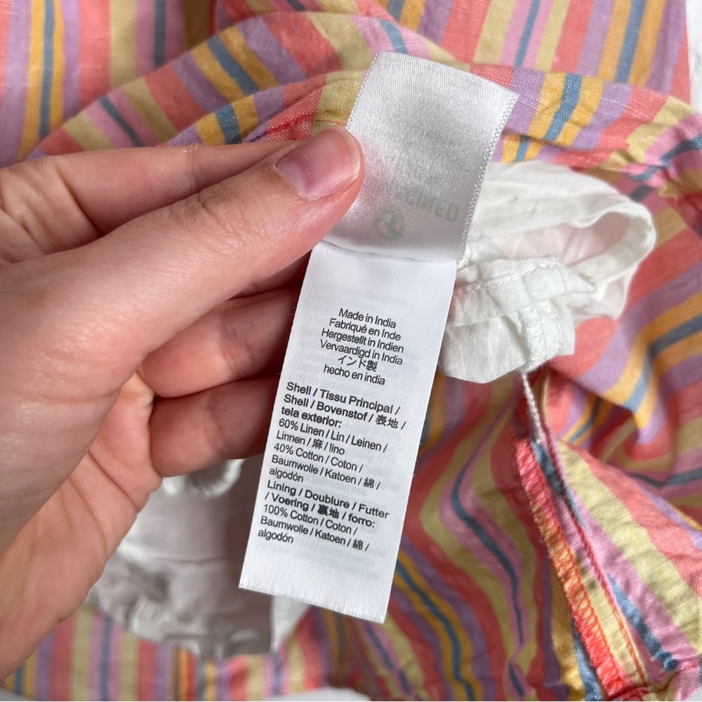 J. Crew Dress Cutout Midi Linen Cotton Stripes Pastel Summer Casual Girls 10 - Picture 8 of 9